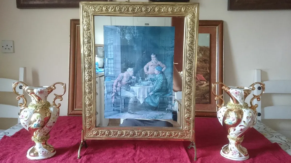 Antique Art Deco Solid Brass 26" Fireplace Screen - Image 4