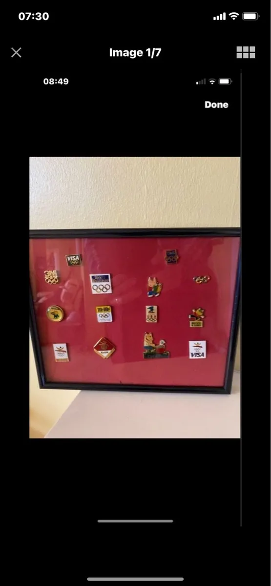 Framed International Olympic Pin Collection (14) - Image 1