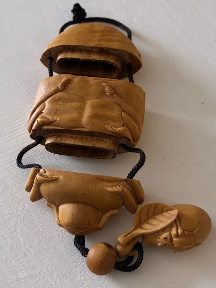 Antique Japanese carved wooden beetle - Image 3