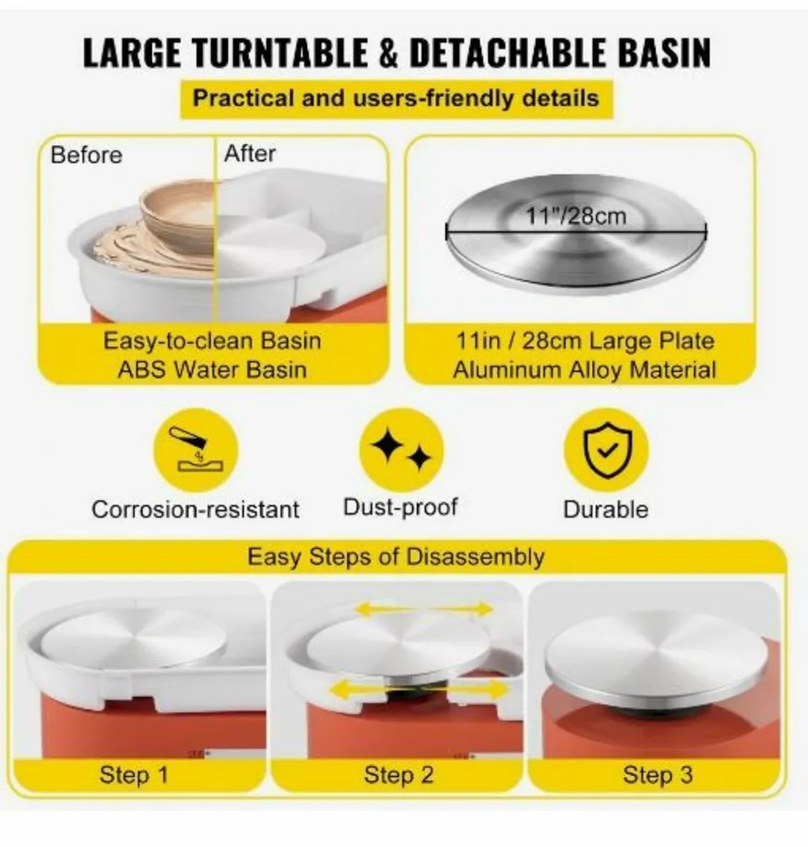 Pottery Wheel 27.9 cm 0-300 RPM - Image 3