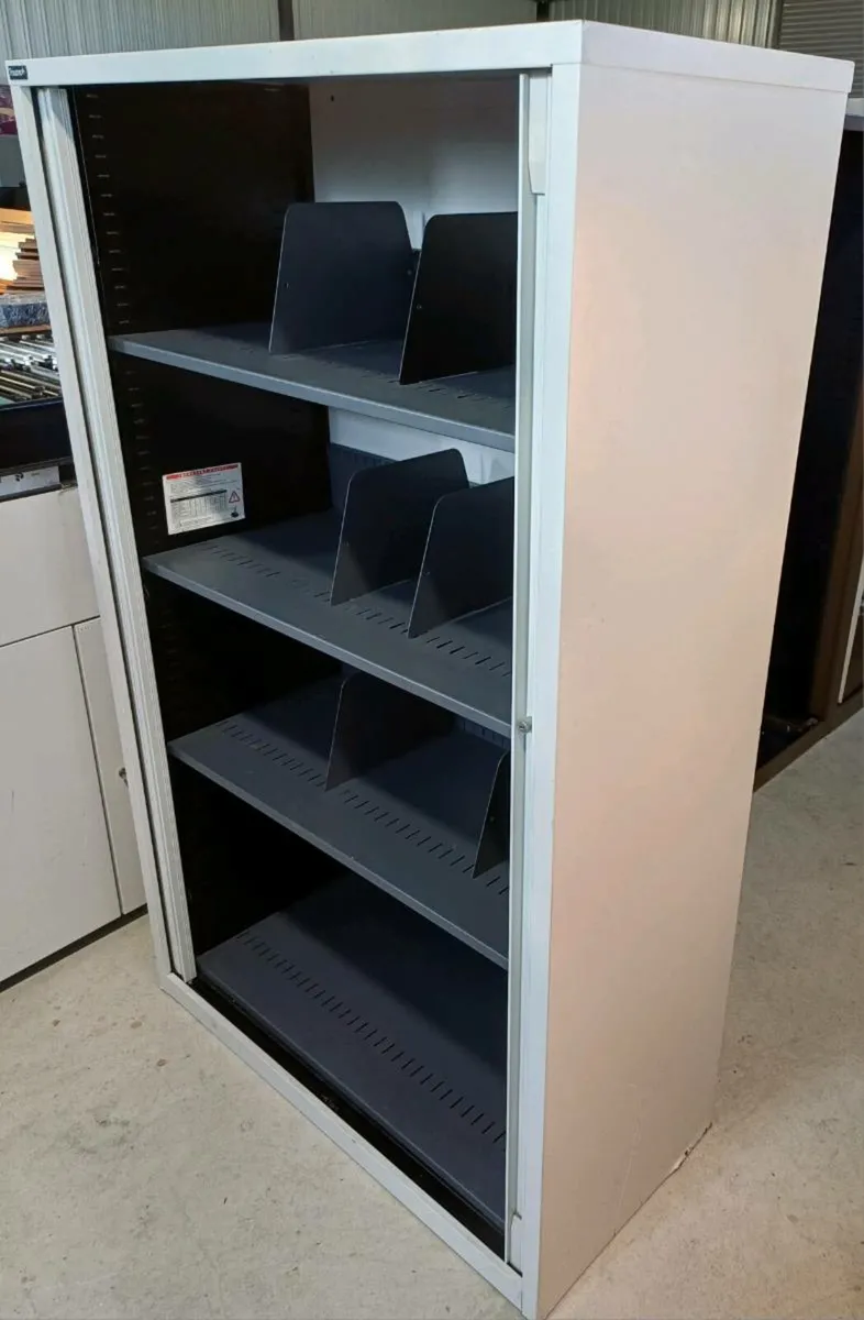 1.62m Triumph Light Grey Tambour Cabinet - Image 2