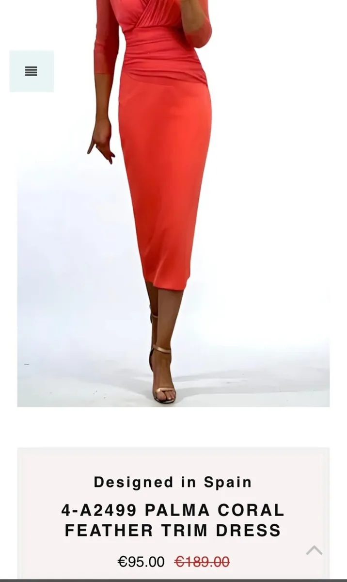 Coral Dress with feather & net details Size 14/16 - Image 2