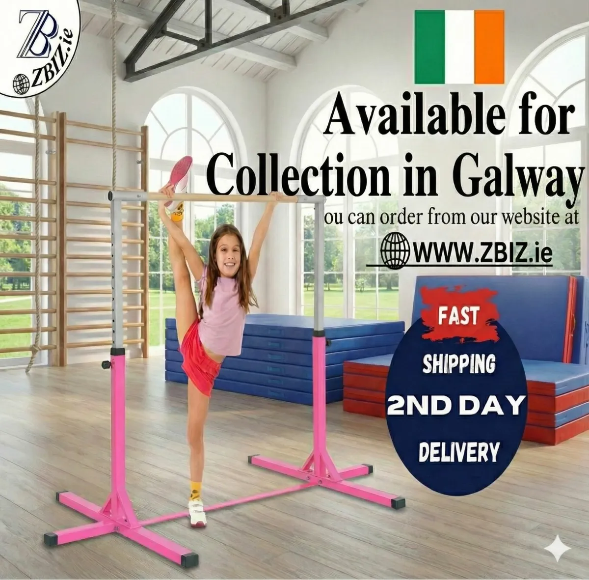 Kids Indoor Gymnastic Bar Set Xmas Gift - Image 1