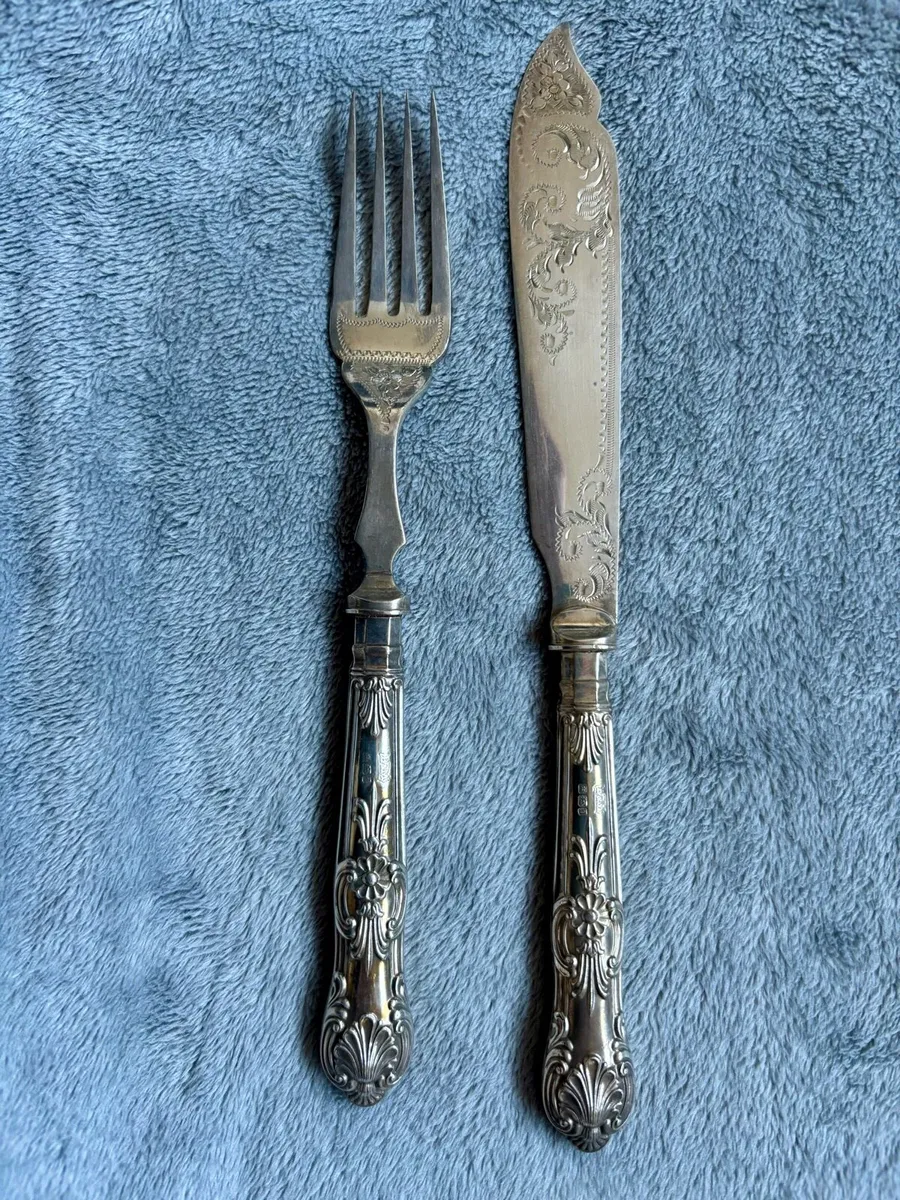 12 piece silver-plated fish cutlery set - Image 2