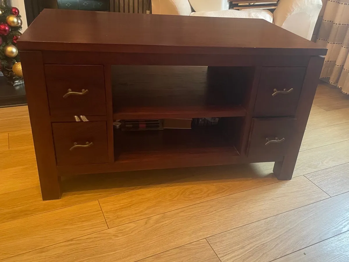 Teak wooden tableTable with four small drawers, ea - Image 1