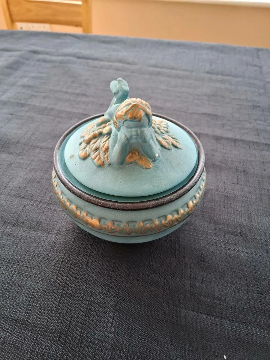 Blue Ceramic Trinket Pot With Lid - Image 1