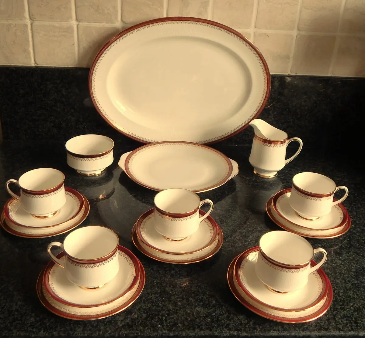 19 Pieces Vintage Paragon China Tea Set & Platter - Image 1