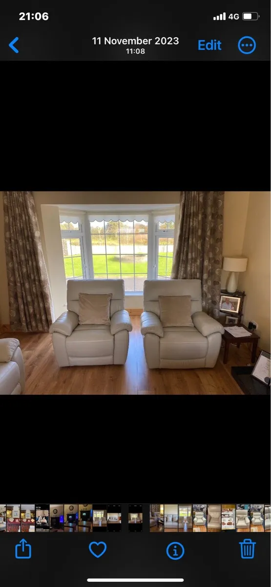 Leather 3 piece suit all electric recliners as new - Image 2