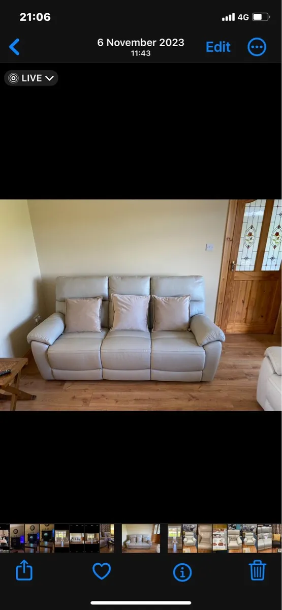 Leather 3 piece suit all electric recliners as new - Image 3