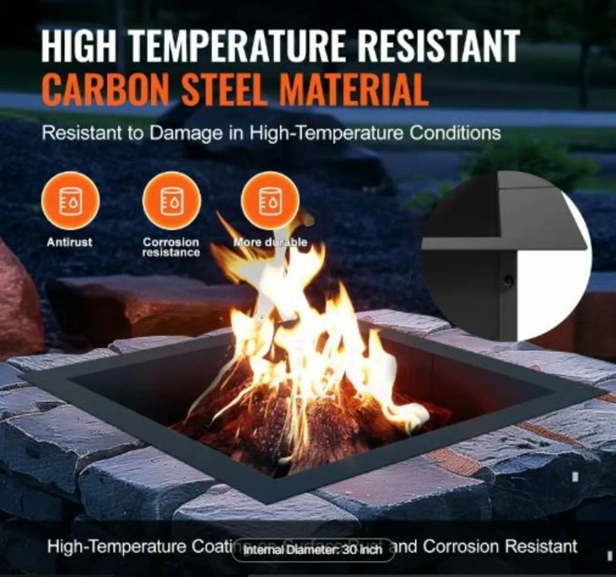 Fire Pit Ring,36x36 in Outer/30x30in Inner Diamete - Image 2