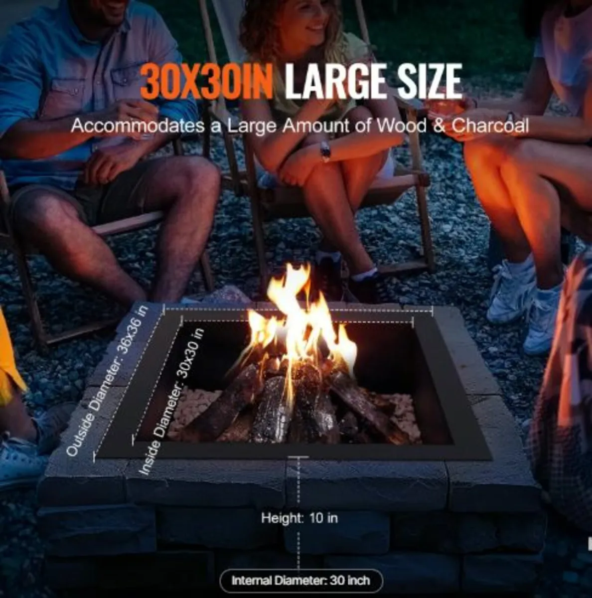 Fire Pit Ring,36x36 in Outer/30x30in Inner Diamete - Image 4