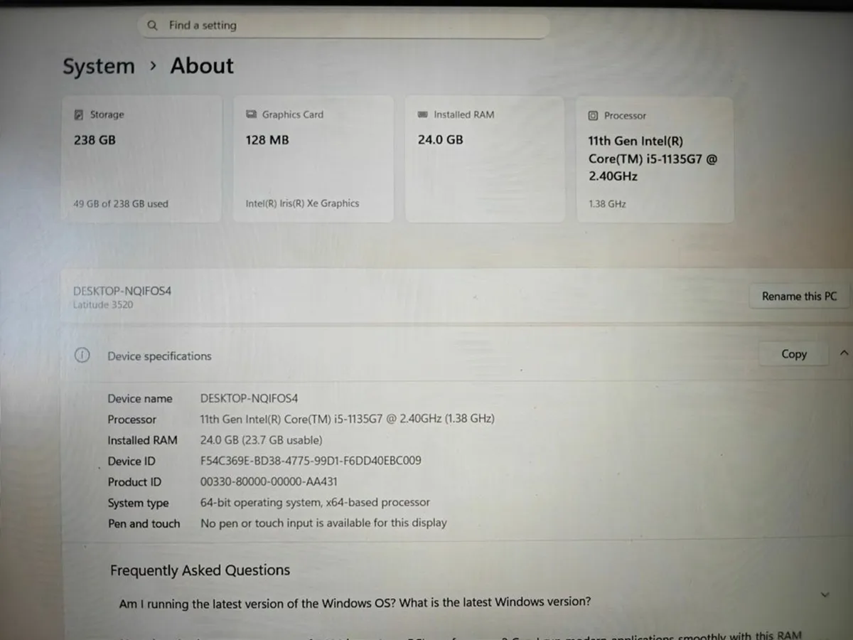 Dell Latitude 3520 | i5 (11th gen) | 24GB | 256GB - Image 2