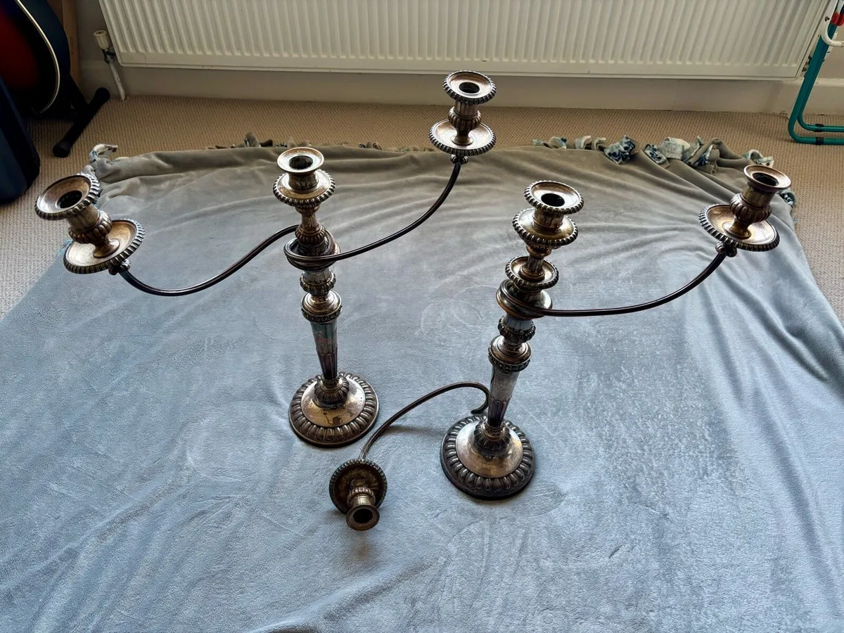 Ornate Pewter Candlesticks (2) - Image 1