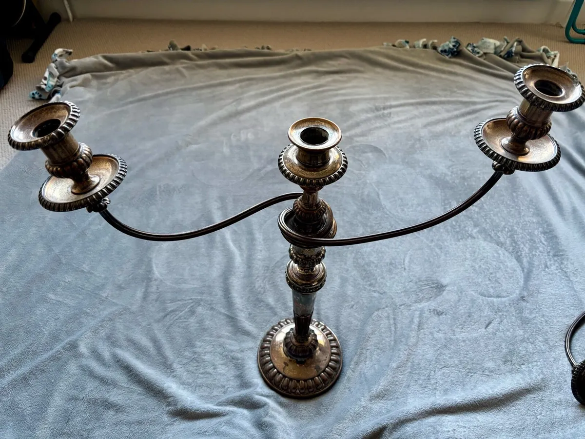Ornate Pewter Candlesticks (2) - Image 2