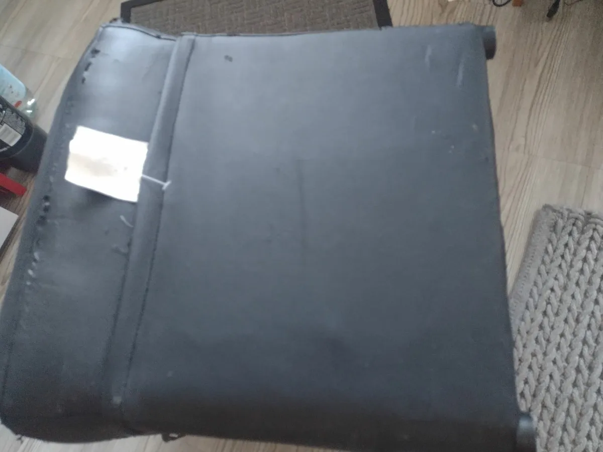 Black leather cube stool or footrest - Image 3