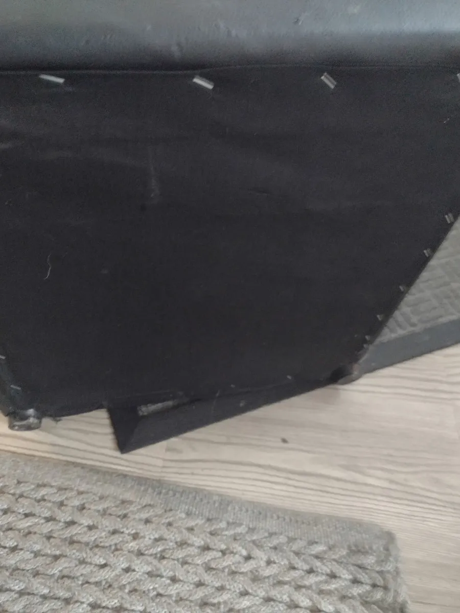 Black leather cube stool or footrest - Image 4