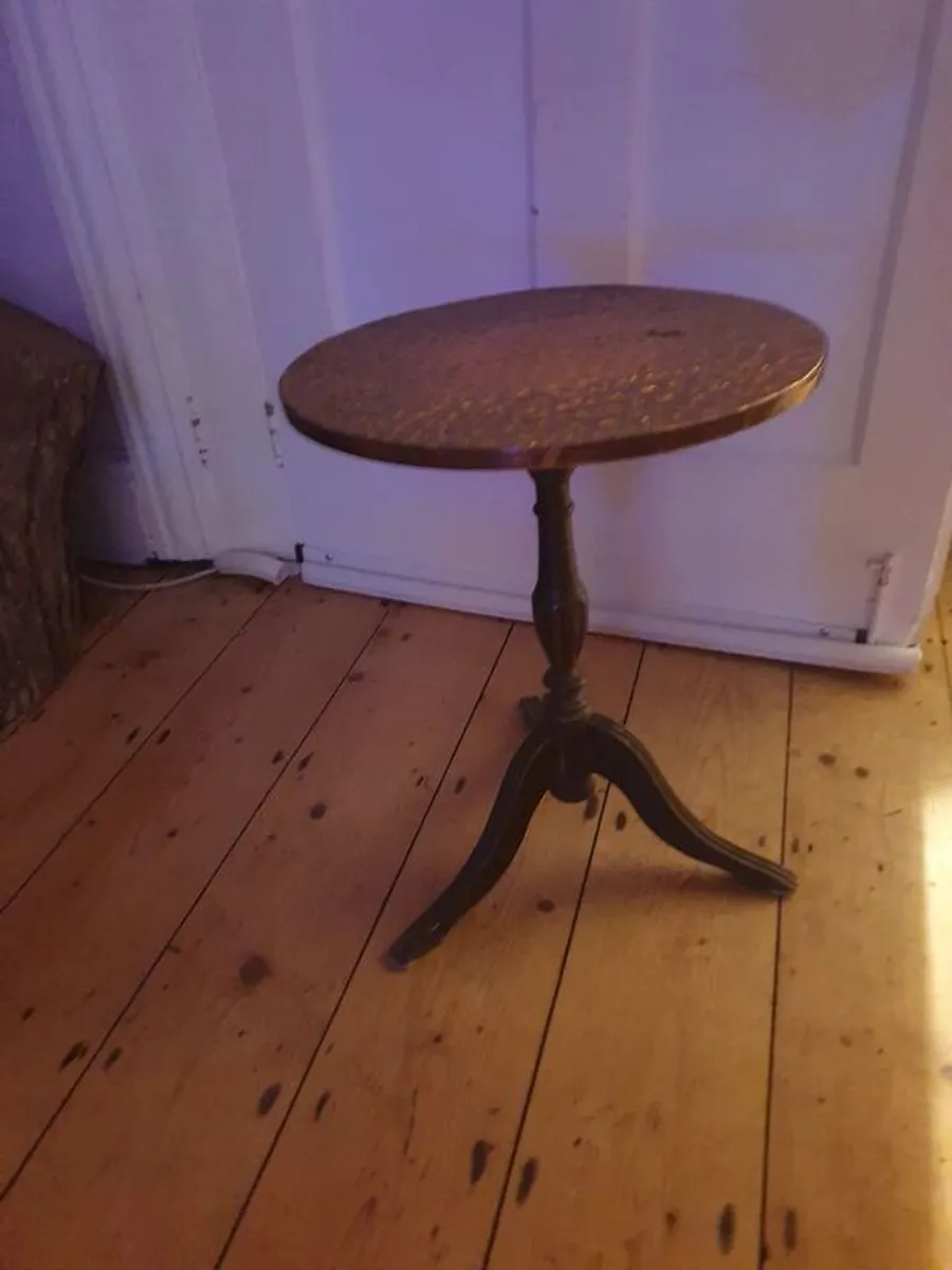 Antique genuine COPPER topped small table.