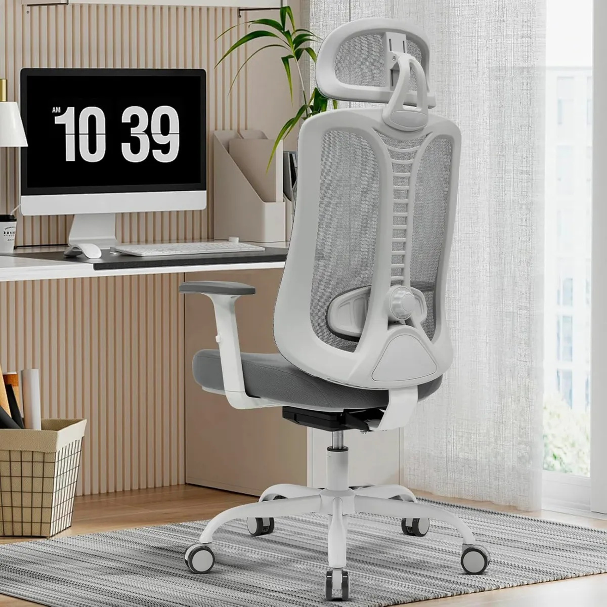 Ergonomic Office Gaming Chair White Adjustable - Image 1