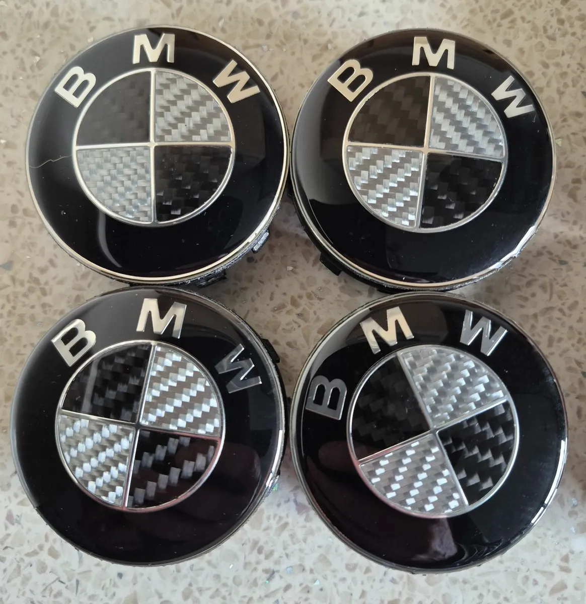 Carbon Fibre Centre 56mm Caps (Black) FREE POST - Image 1