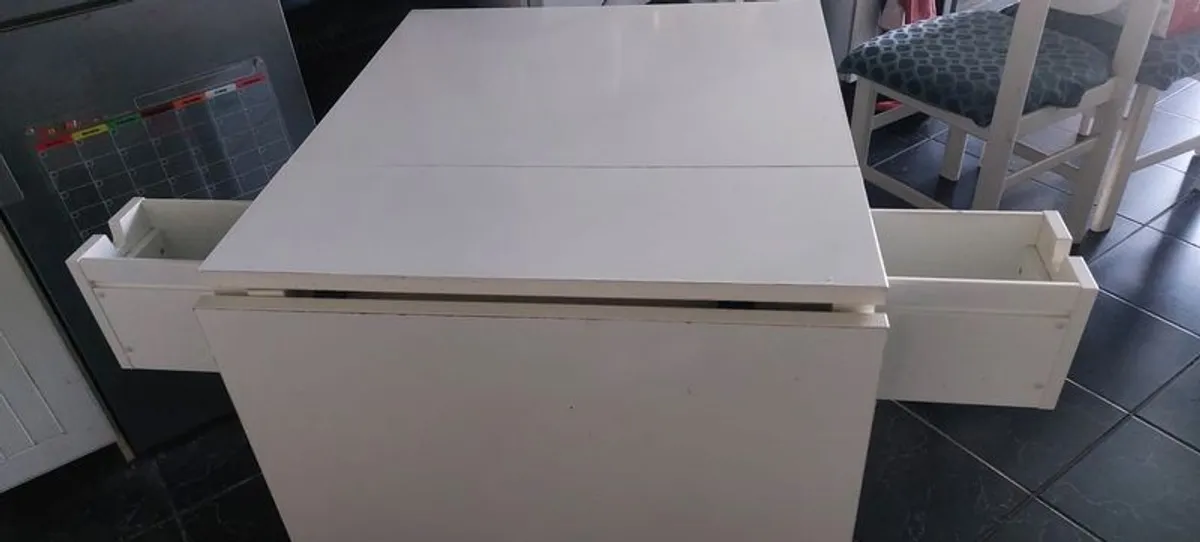 ikea norden kitchen table drop leaf with storage in white - Image 4