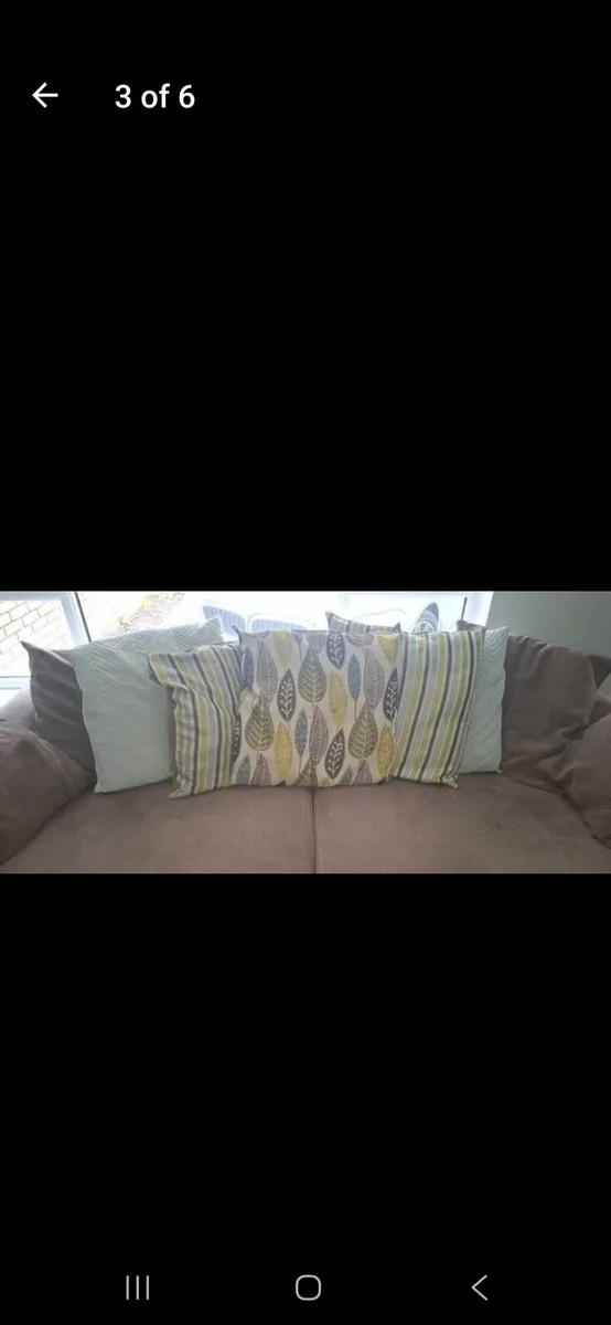 2 four seater sofas and footstool - Image 1