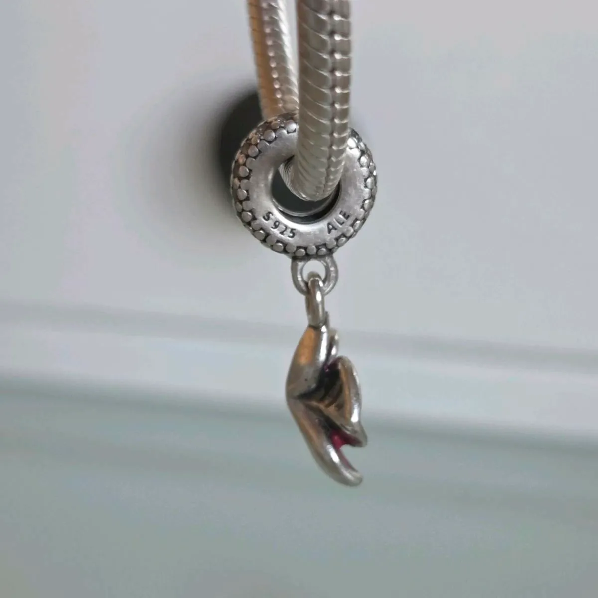 Pandora silver  pink orchid flower dangle charm - Image 2