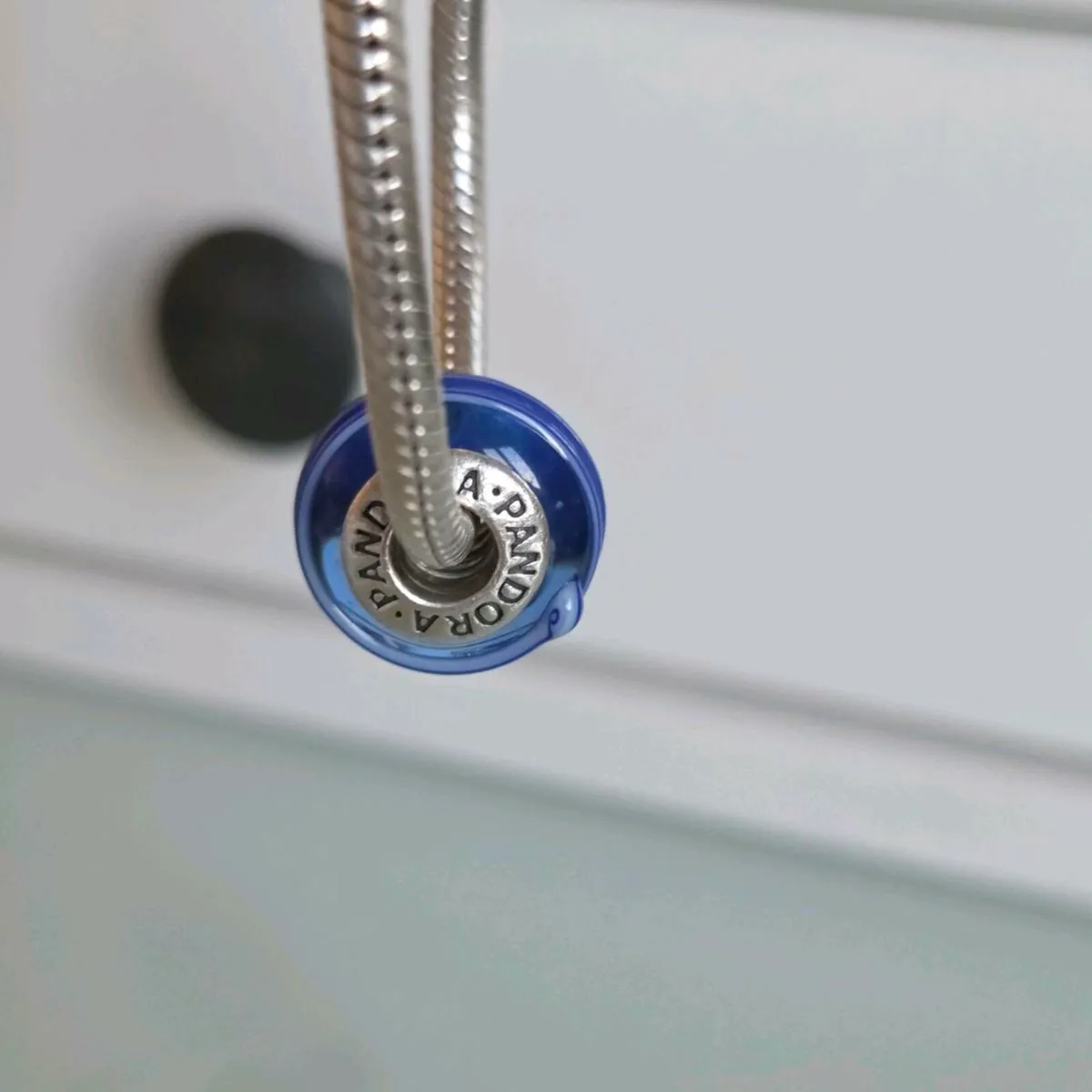 Pandora blue ribbon swirl murano glass charm - Image 4