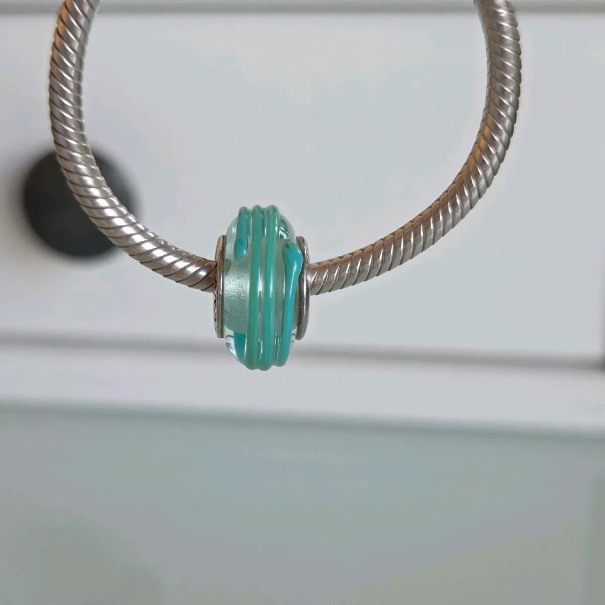 Pandora green ribbon swirl murano glass charm - Image 1