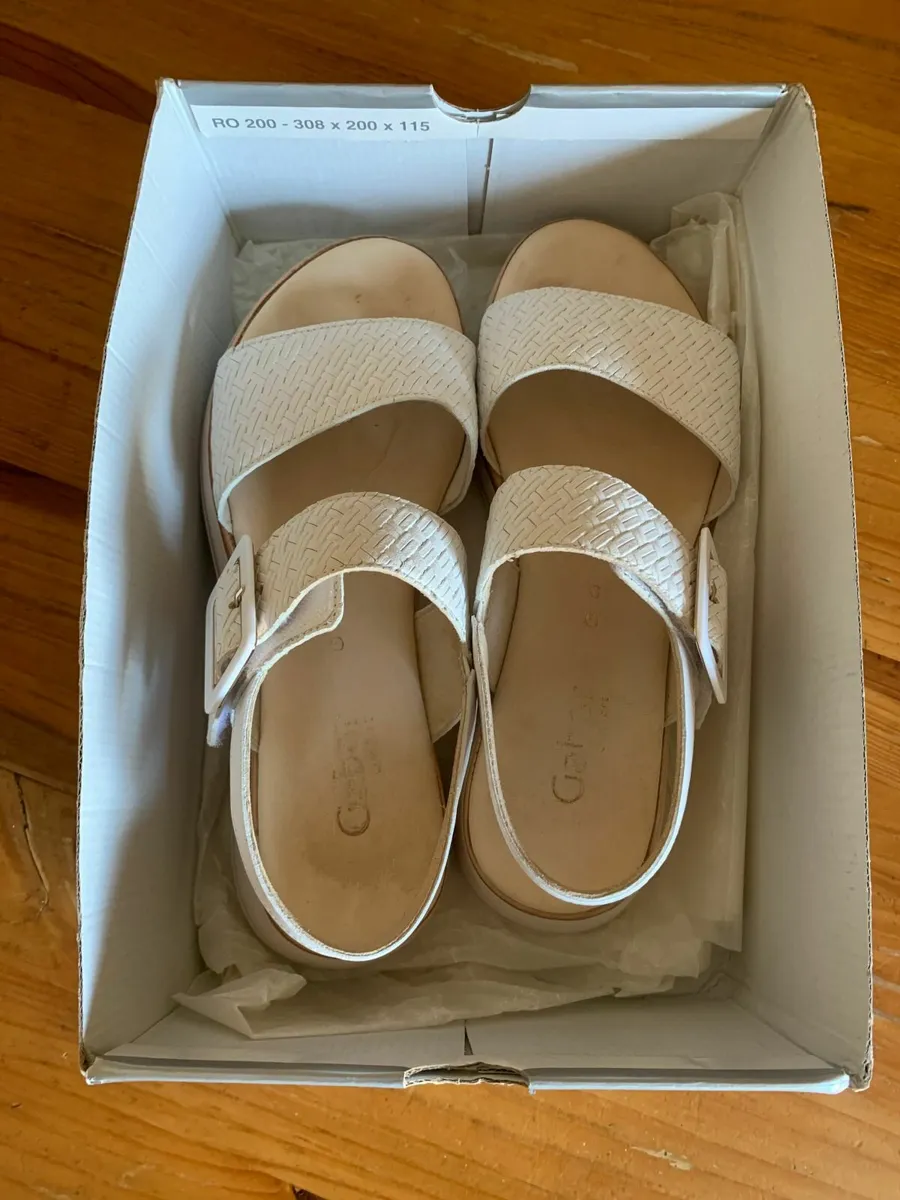 Leather White Gabor Sandals - Image 3