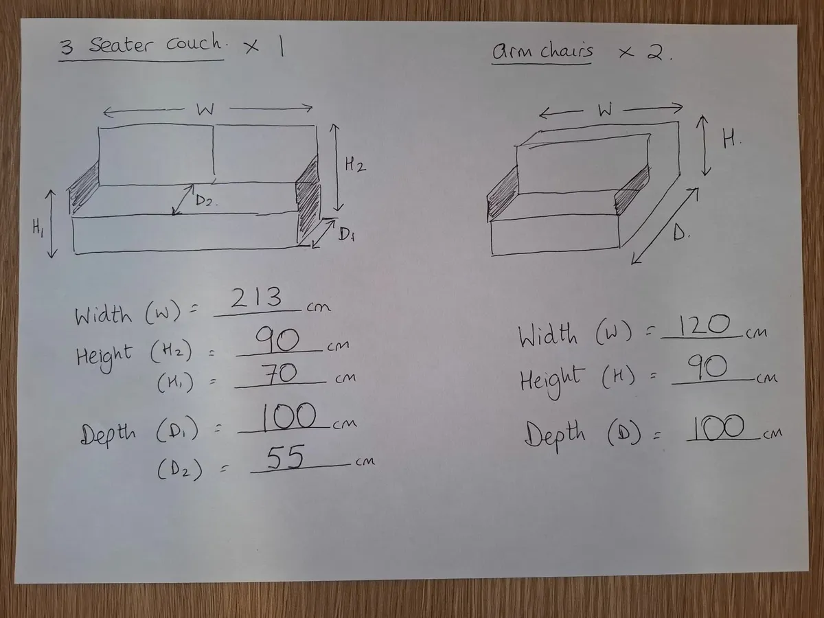 Sofa Suite Couch & Armchairs - Image 3