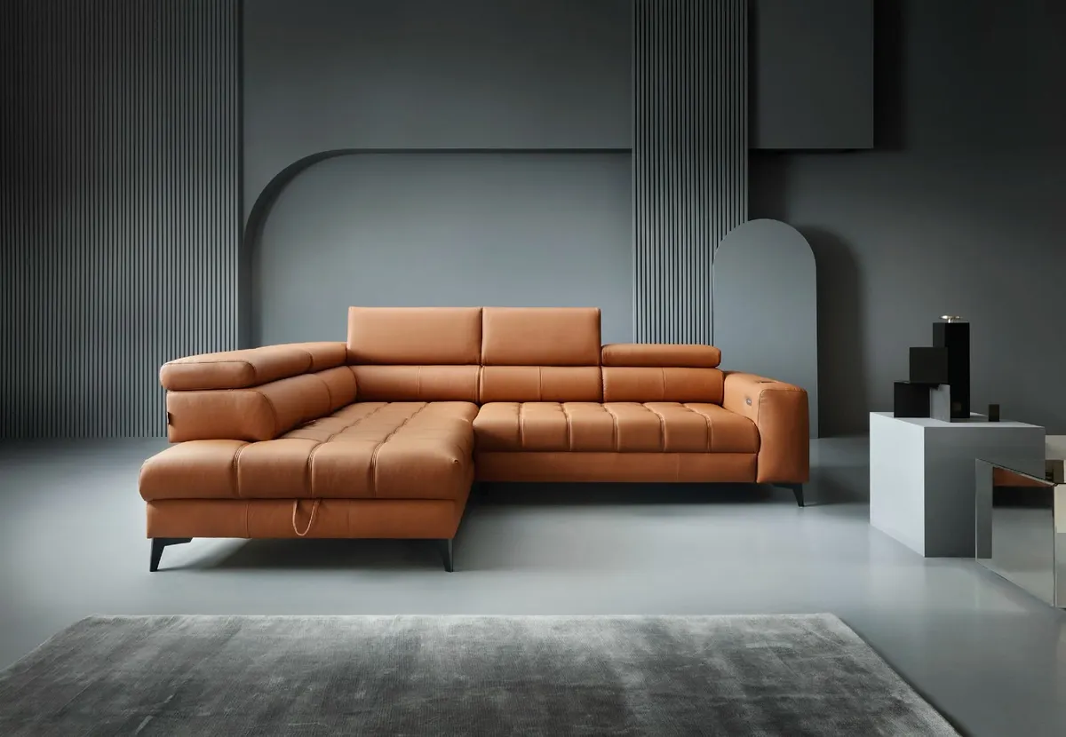 BAGGIO CORNER SOFA BED-NATURAL LEATHER