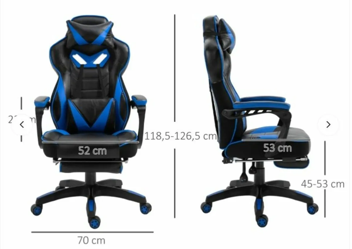 Vinsetto Faux Leather Reclining Gaming Chair - Image 3
