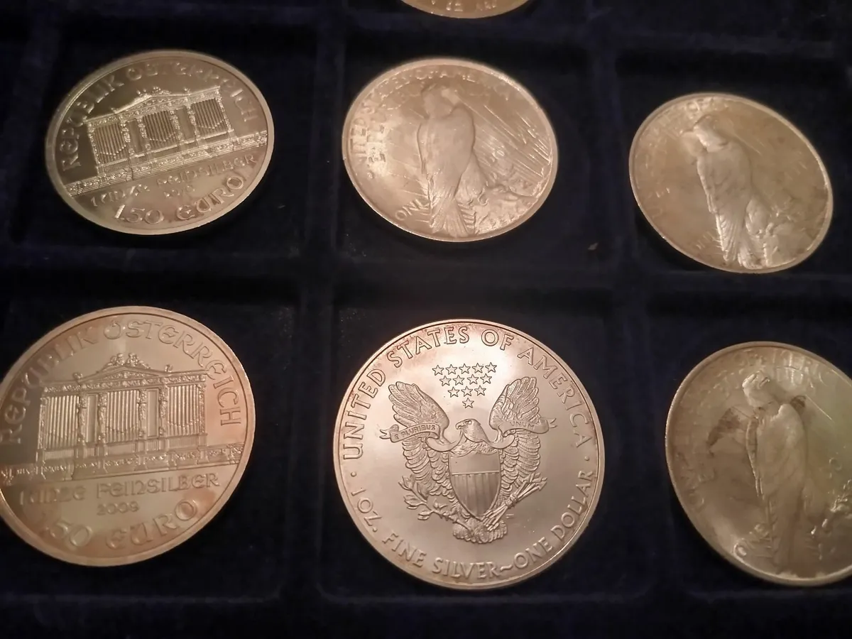 7x 1 OZ Silver Coins, USA, Euro, Canada - Image 1