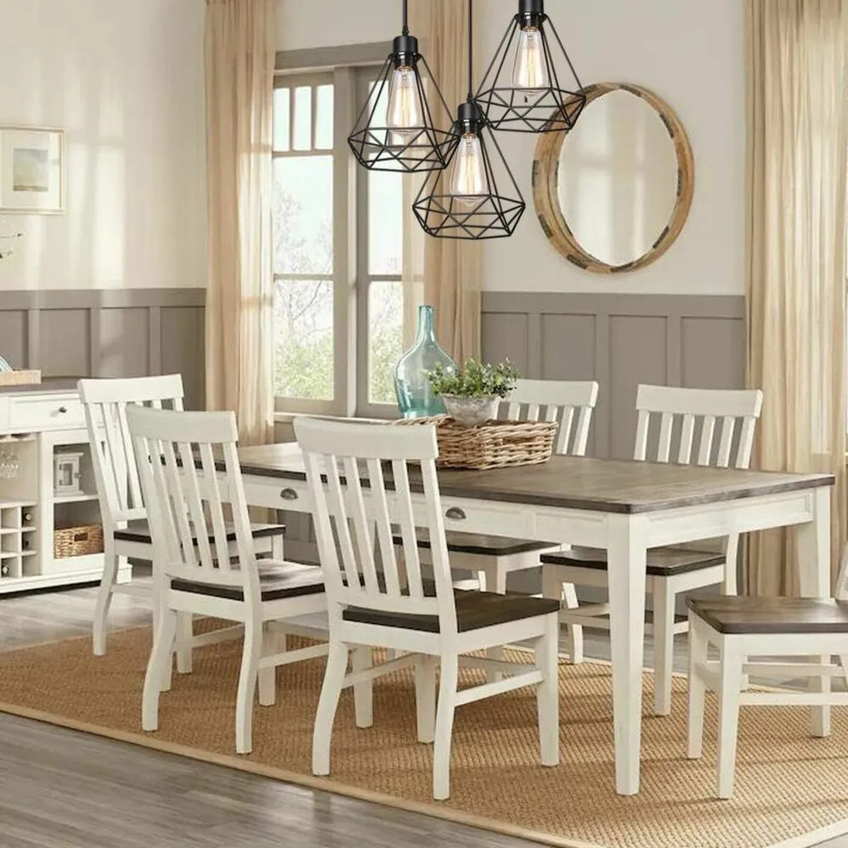 Vintage Industrial Black Metal Cage Pendant Light - Image 3