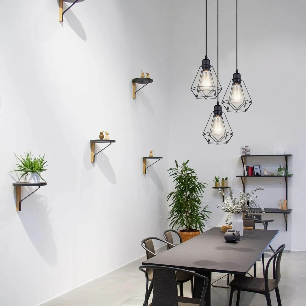 Vintage Industrial Black Metal Cage Pendant Light - Image 4