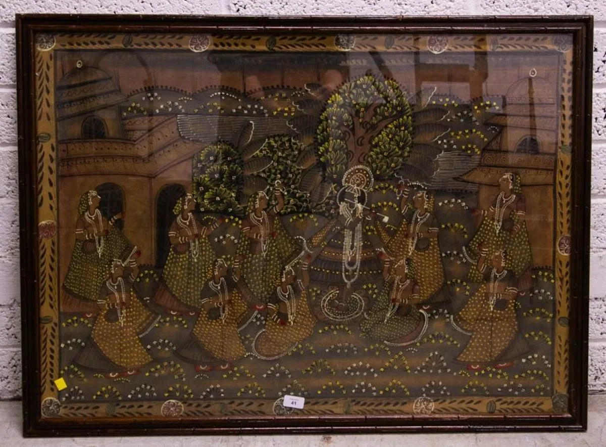 Indian wedding scene (silk hand painted)