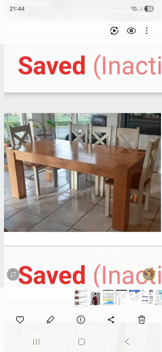 8 oak dining chairs and oak table - Image 1