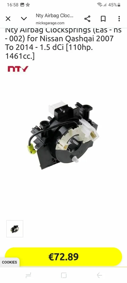 Squib ring / clock spring for nissan qashqai - Image 1