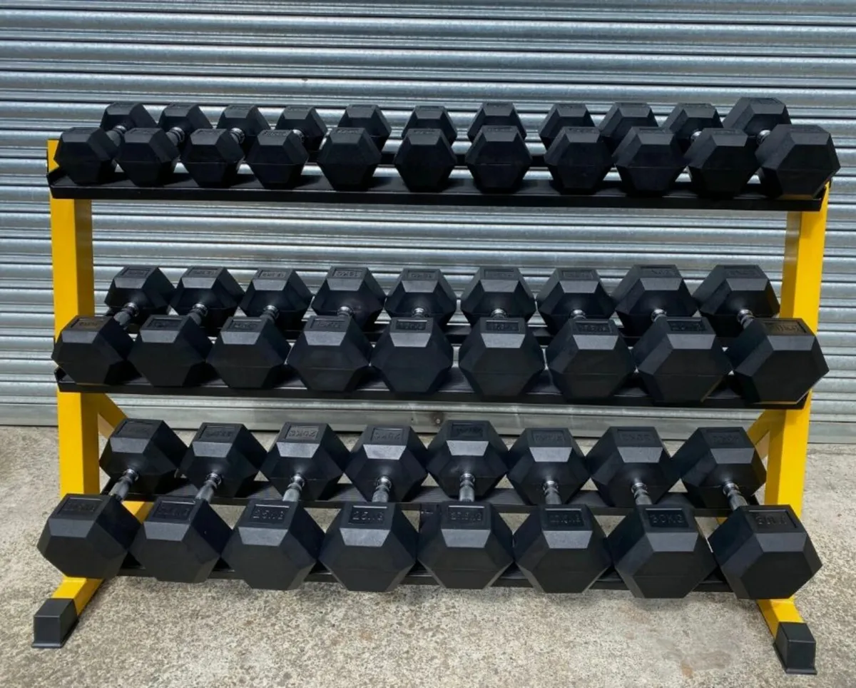JUMBO SET SALE 2.5KG - 30KG Rubber Hex Dumbbells - Image 3