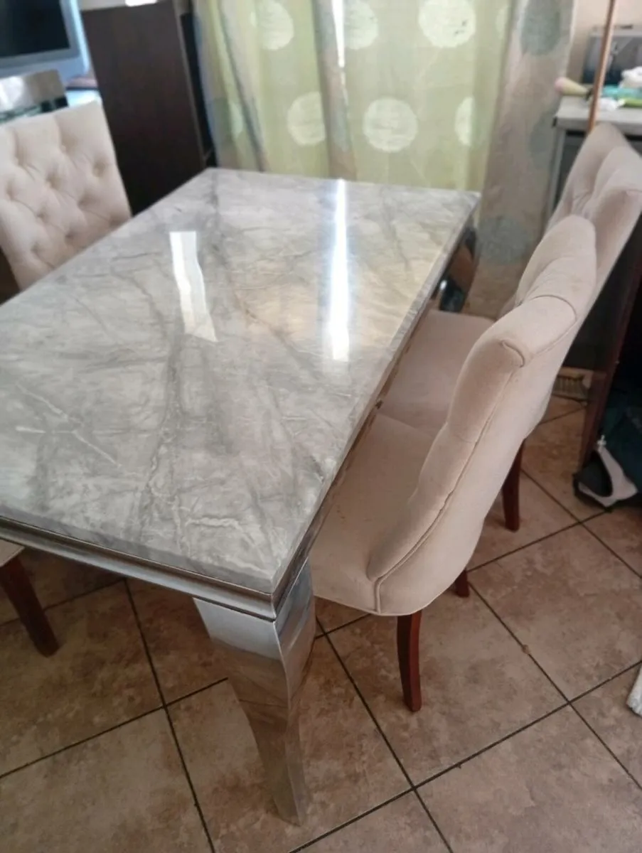 Marble Dining Table & 4 chairs - Image 4