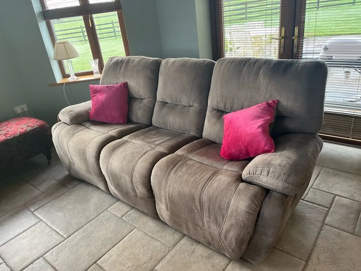 Sofa, Grey 3 seater manual reclining Sofa - Image 1