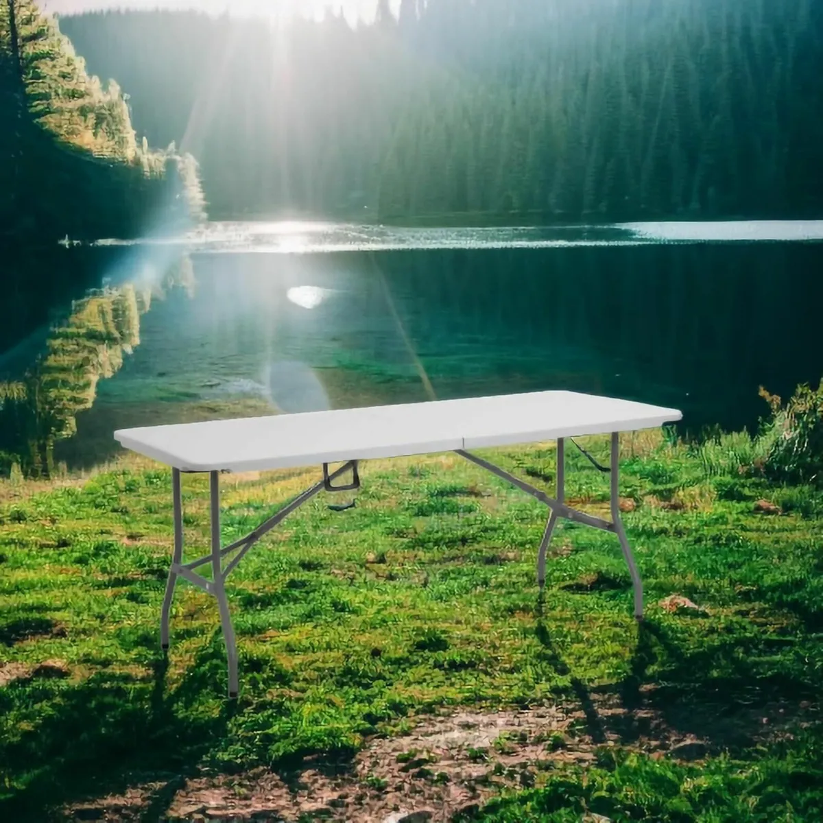 6ft 180cm Heavy Duty Folding Table Camping, Picnic - Image 1