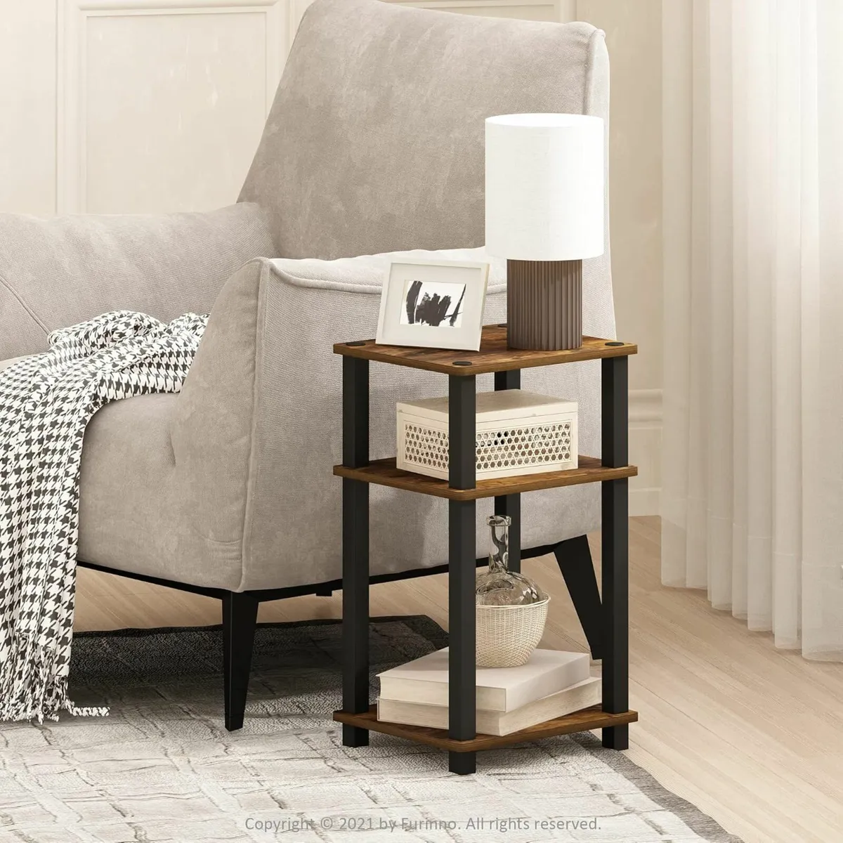 Side Table, 3-Tier Open Shelf End Table - Image 1
