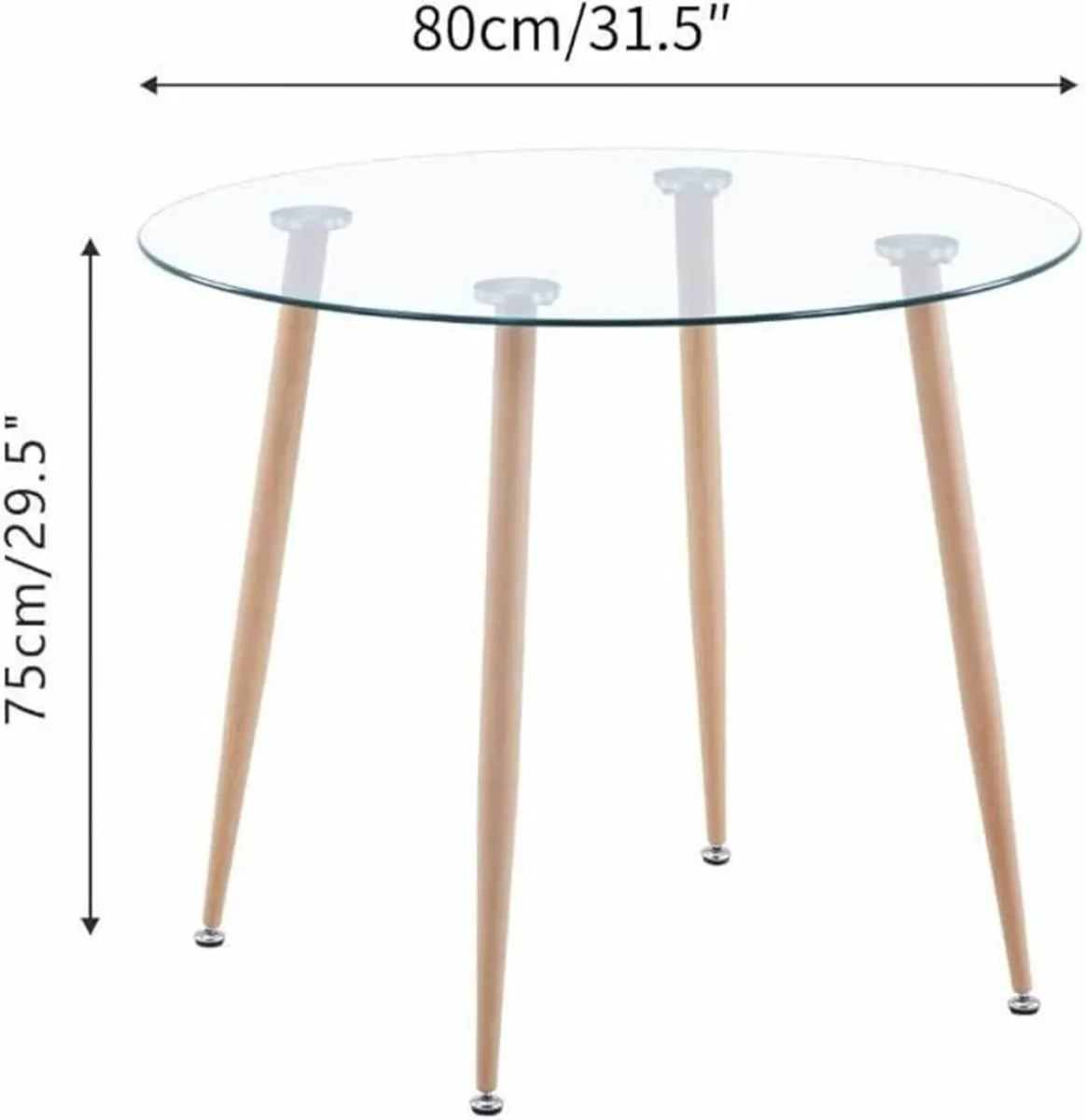 Round Glass Dining Table only Modern Kitchen 80cm - Image 4
