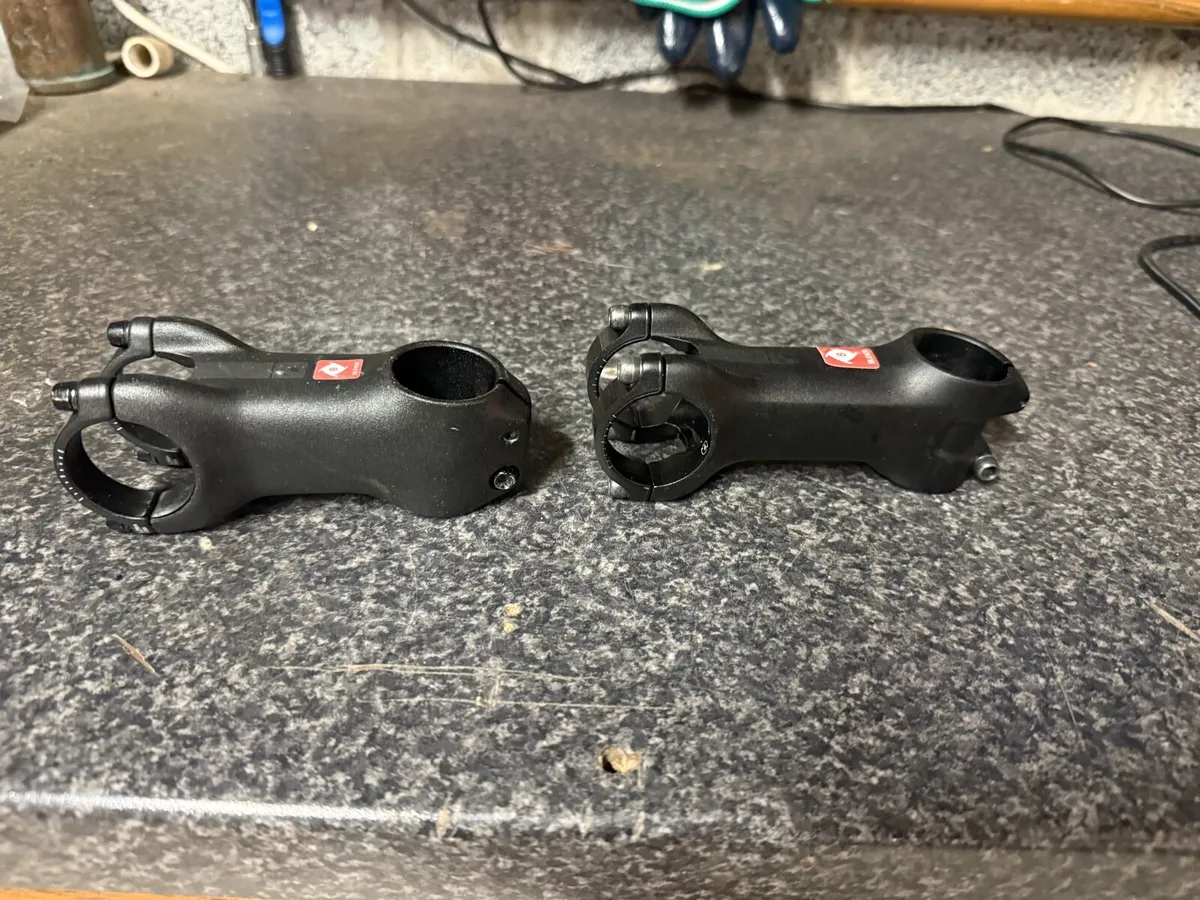 shimano peddles ,and 2  trek stems , - Image 1