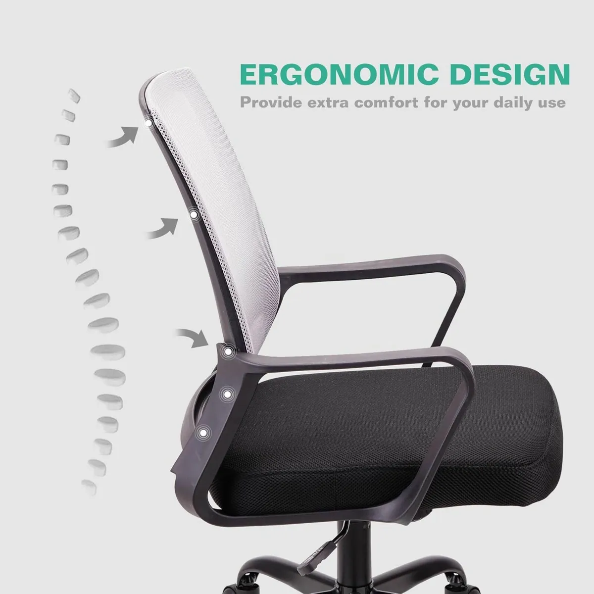 Adjustable office chair ergonomic mesh swivel seat - Image 2