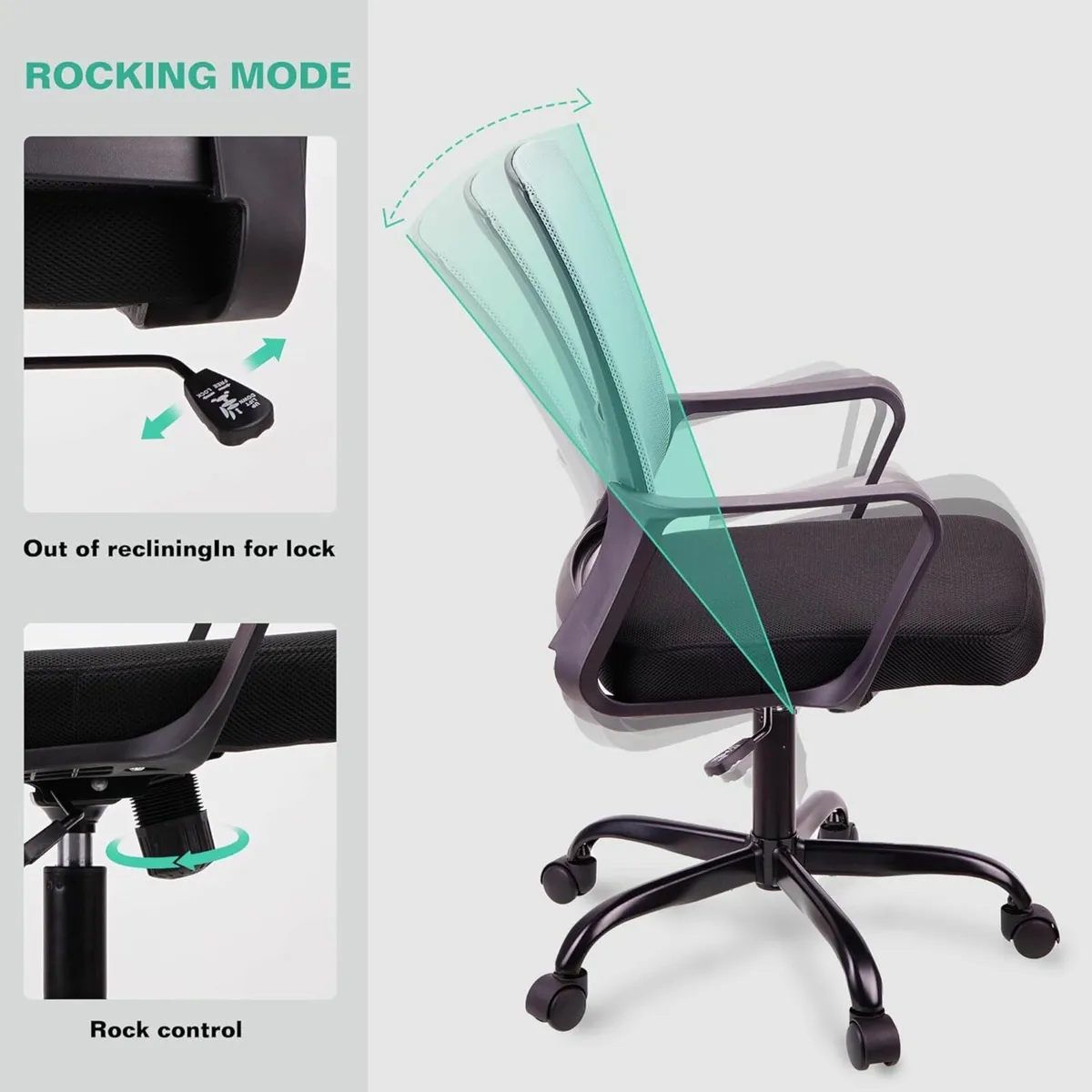Adjustable office chair ergonomic mesh swivel seat - Image 3