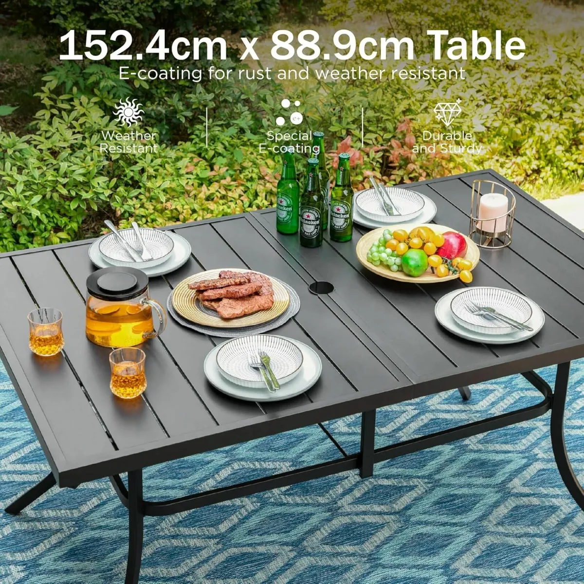 Garden Table for 6 Person 150 * 90cm Patio Table - Image 2