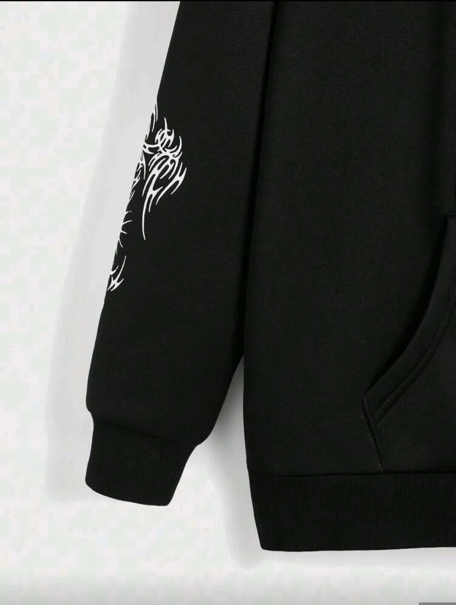 Gothic Tribal Cross Zip Hoodie – Bold & Cozy State - Image 4