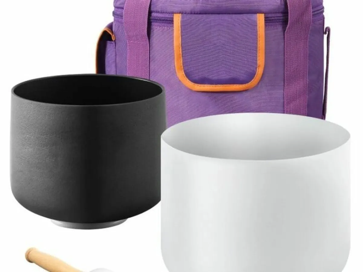 Singing bowl Crystal 2PC Frosted Quartz Sound Heal - Image 1